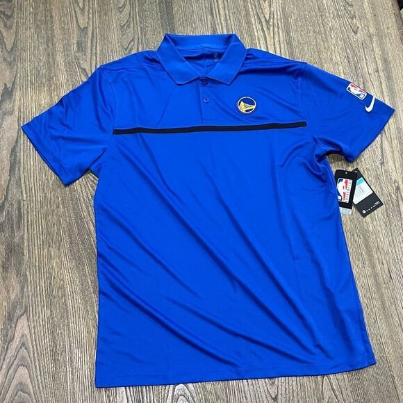 NWT Nike Mens Dri-Fit NBA Golden State Warriors Performance Polo Shirt Blue M - Picture 1 of 6